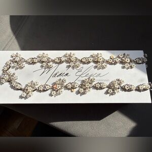 Maria Elena Floral Hair Accessory - Silver and White